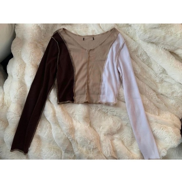 Crop top, different shades of brown, Size Small